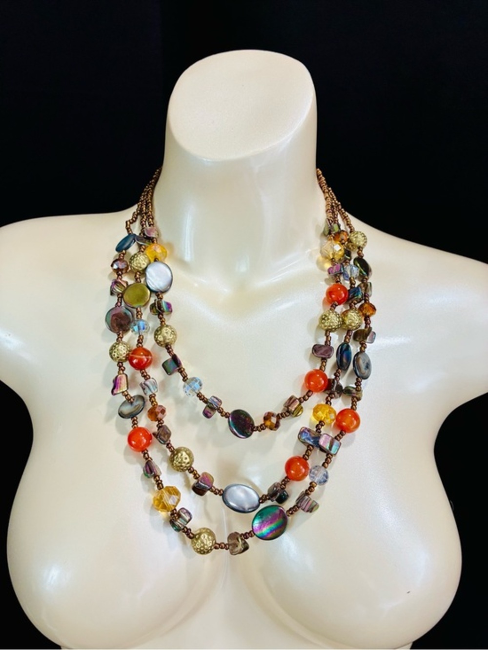 Beautiful Elegant Multi-Strand Earthy Beaded Necklace Women's Fashion Jewelry